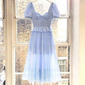 self portrait blue short sleeve chiffon midi dress Buy SELF-PORTRAIT Floral-print Chiffon Midi Dress - Blue At 34% Off